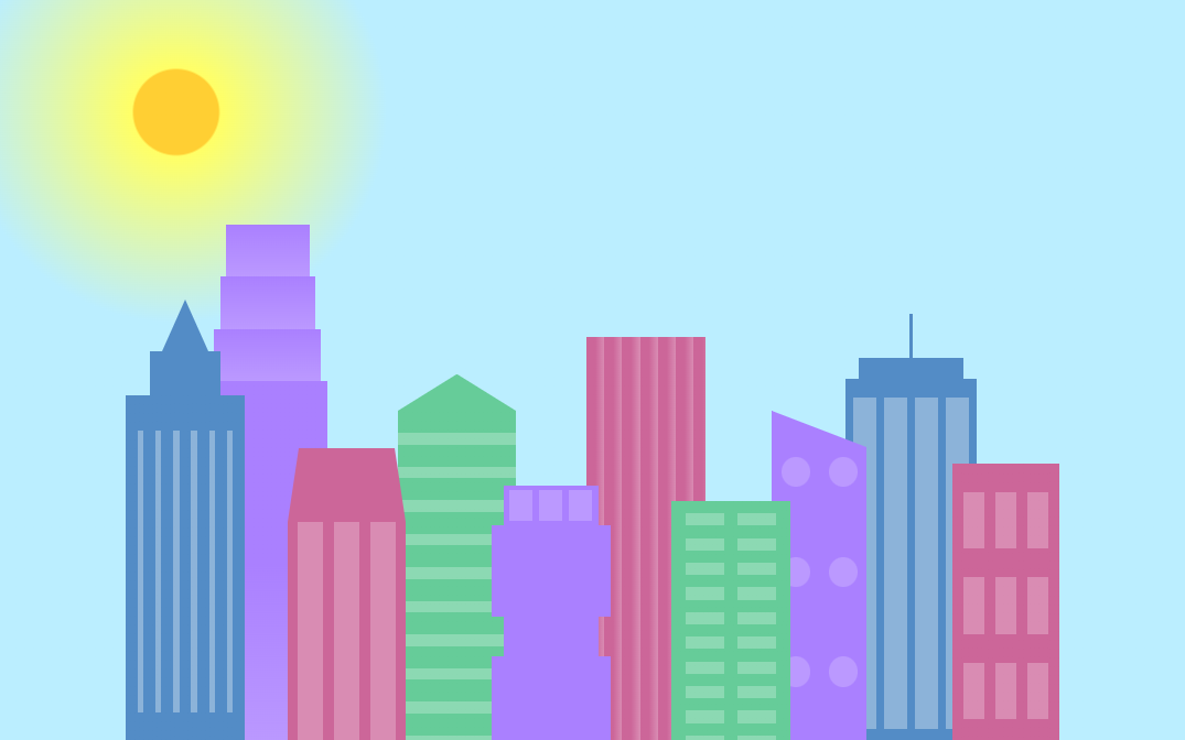 CSS generated picture of a skyline