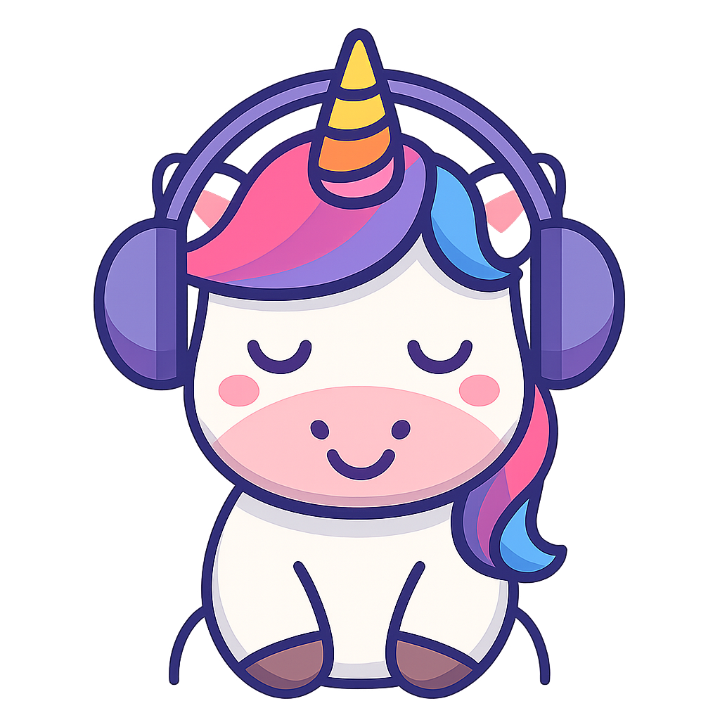 unicorn listening to music