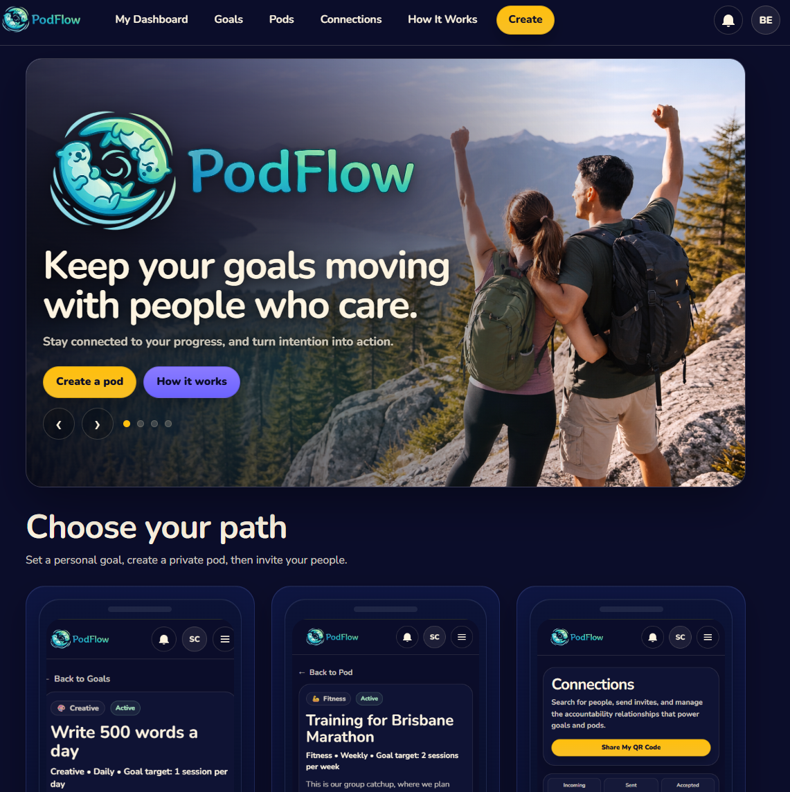 Screenshot of the PodFlow interface